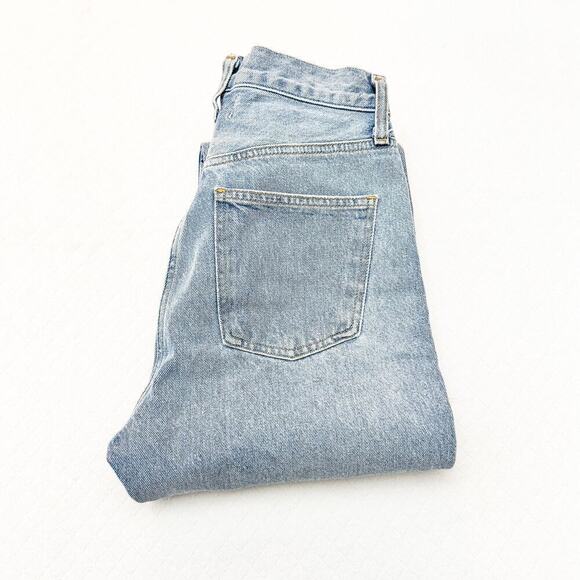 AGOLDE Criss Light Wash Assymetric Waist Denim Jeans Straight Blog Fave Size 24 - Picture 1 of 8